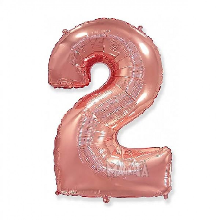 Фолиев балон цифра 2 в цвят розово злато