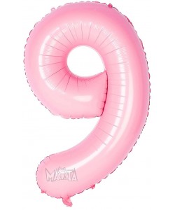 Фолиев балон цифра 9 в цвят бебешко розово