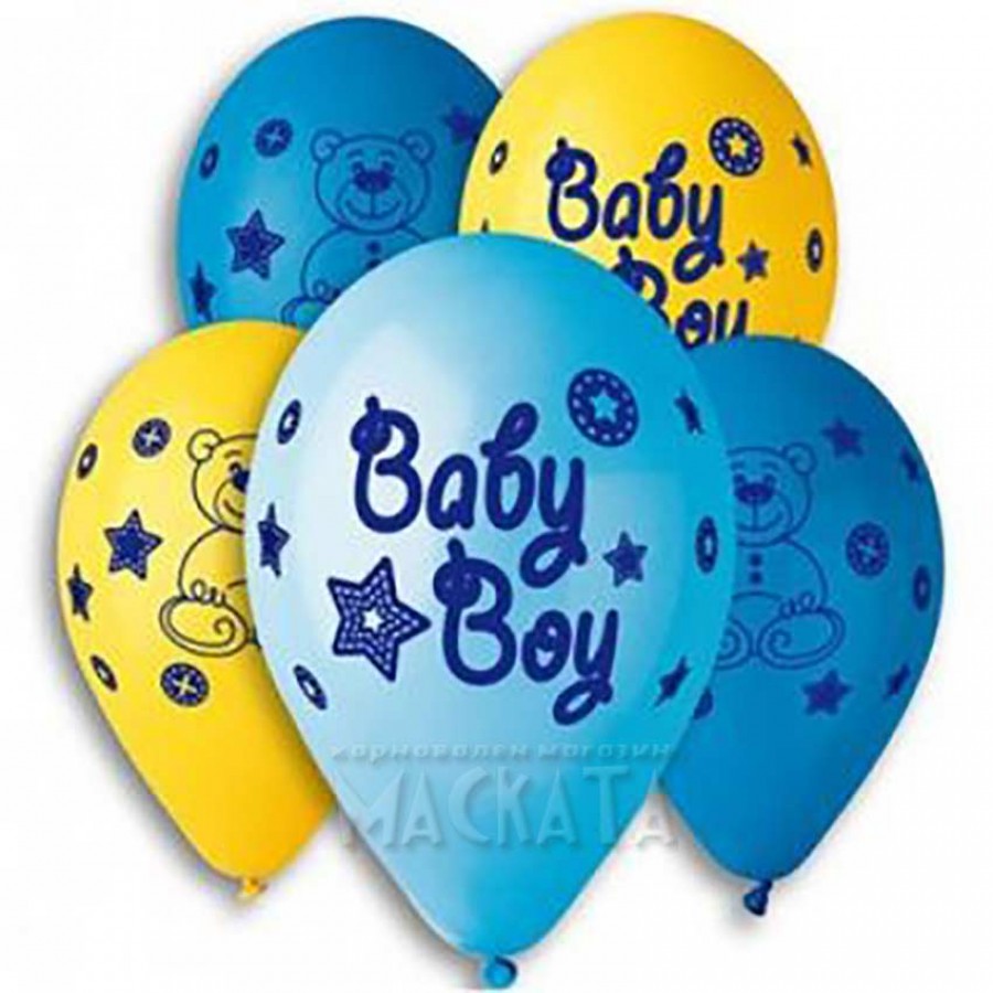 Балони за бебе с щампа - Baby boy 5бр Балони за бебе с щампа - Baby boy 5бр