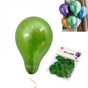 Пакет малки балони хром металик в зелен цвят 50бр