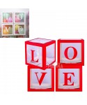 Комплект кутии за балони - Love в червен цвят