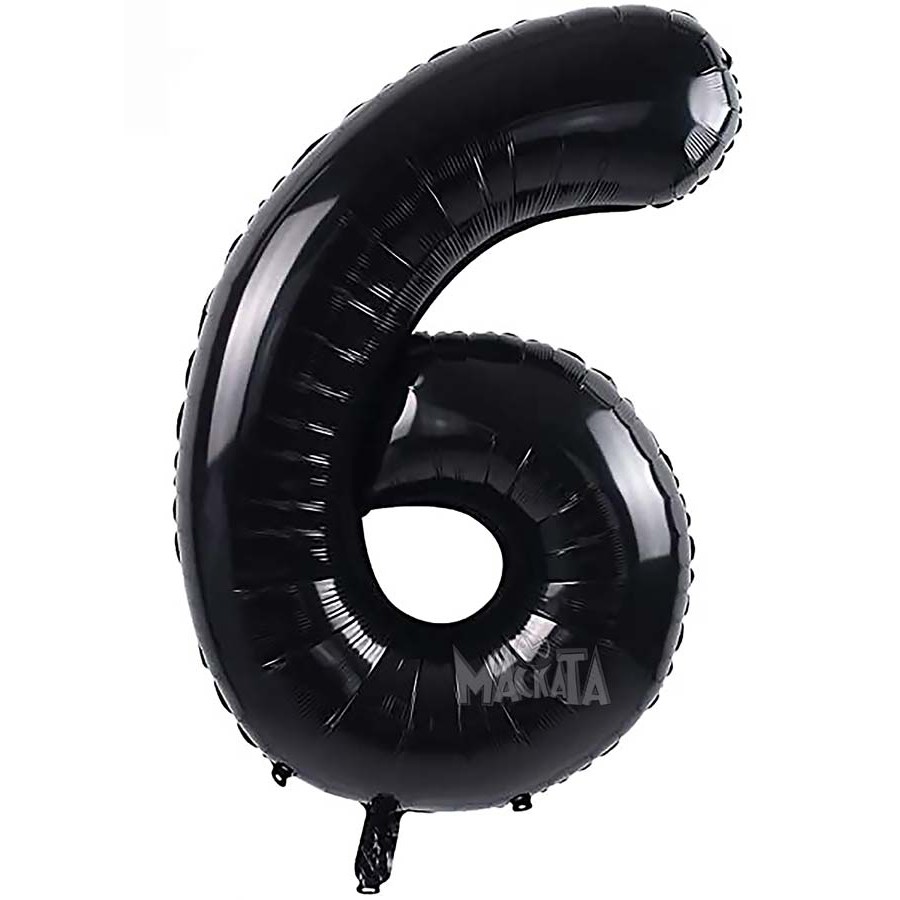 Фолиев балон цифра 6 в черен цвят