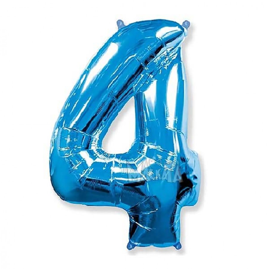 Фолиев балон цифра 4 в син цвят