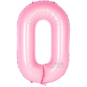 Фолиев балон цифра 0 в цвят бебешко розово