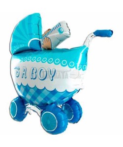 Фолиев балон бебешка количка с надпис - Baby Boy 