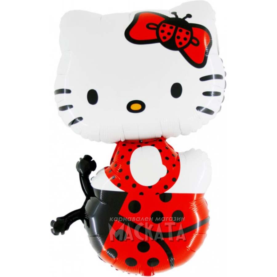 Фолиев балон - Коте Hello Kitty с калинка