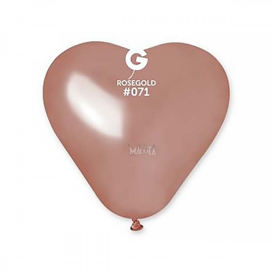 Балони сърца в цвят розово злато 25см - 5бр