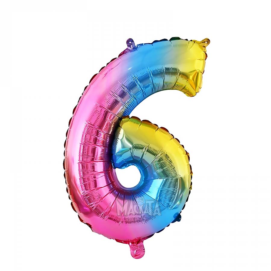 Фолиев балон многоцветна цифра 6