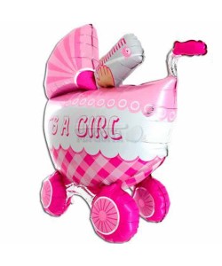 Фолиев балон бебешка количка с надпис - Baby Girl 