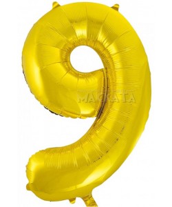Фолиев балон цифра 9 в златен цвят