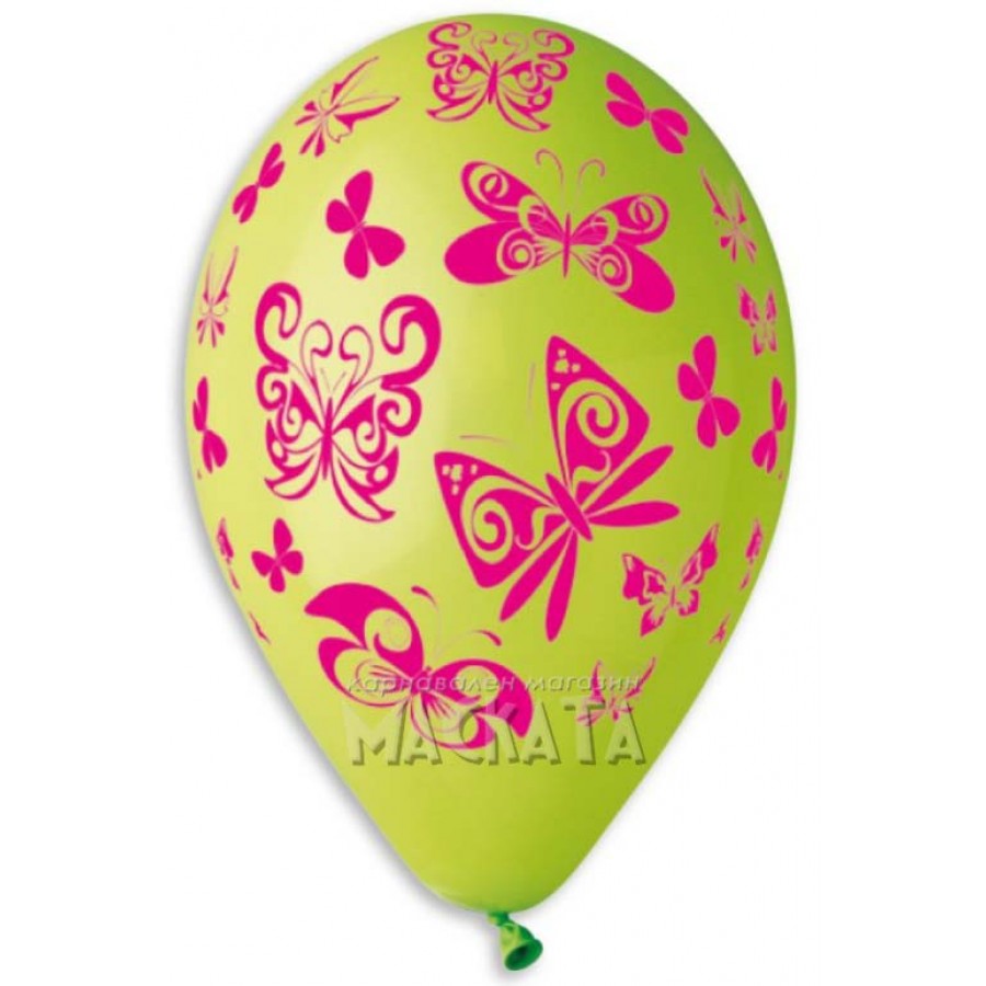 Балони с щампа - Пеперуди 5бр