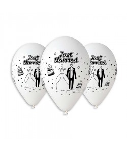 Балони с щампа за сватба - булка и младоженец 5бр