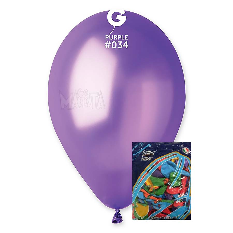 Пакет балони металик в тъмнолилав цвят GM110 100бр