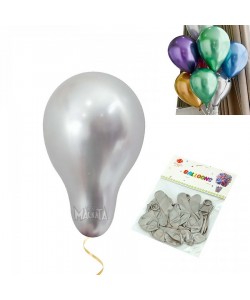 Пакет малки балони хром металик в сребърен цвят 50бр