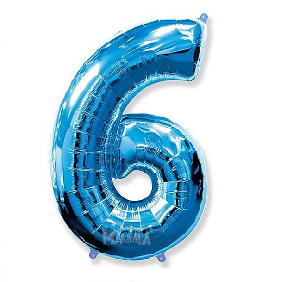 Фолиев балон цифра 6 в син цвят