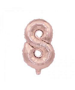 Фолиев балон цифра 8 в цвят розово злато