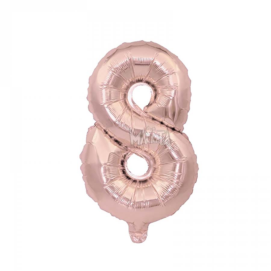Фолиев балон цифра 8 в цвят розово злато