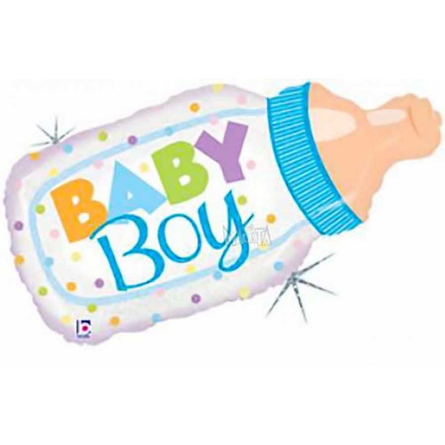 Фолиев балон шише с биберона и надпис Baby boy