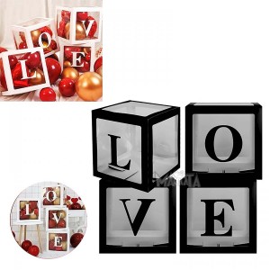Комплект кутии за балони - Love в черен цвят