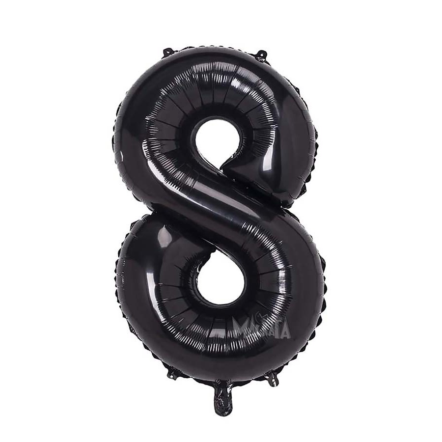 Фолиев балон цифра 8 в черен цвят