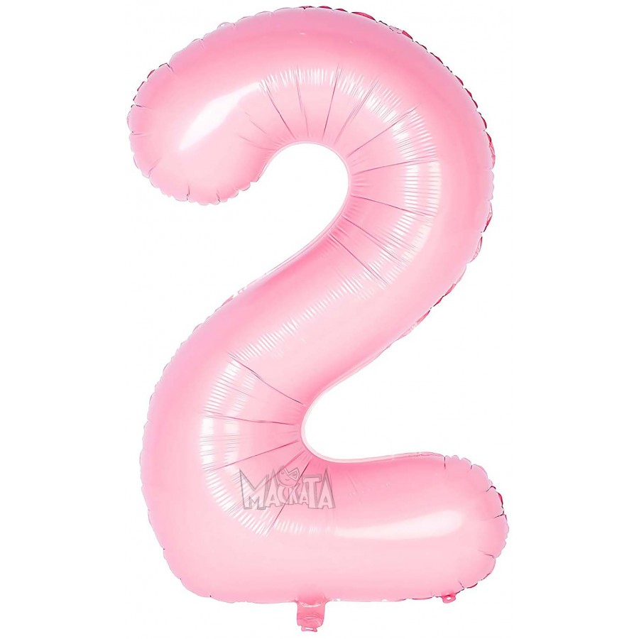 Фолиев балон цифра 2 в цвят бебешко розово
