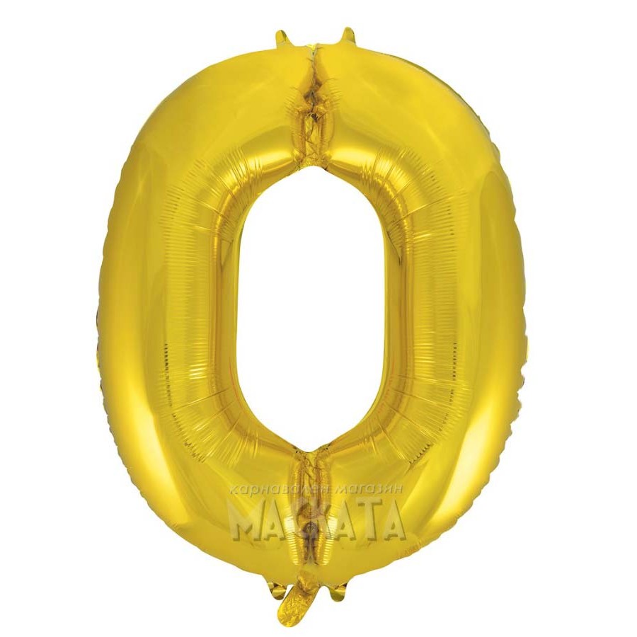 Фолиев балон цифра 0 в златен цвят