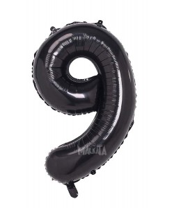 Фолиев балон цифра 9 в черен цвят