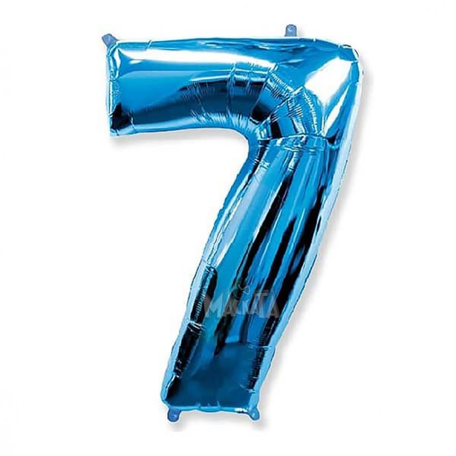Фолиев балон цифра 7 в син цвят