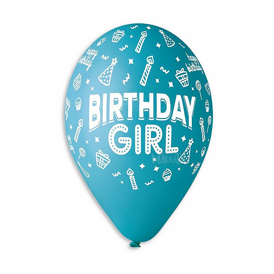 Балони с щампа - Birthday Girl 5бр Балони с щампа - Birthday Girl 5бр