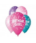 Балони с щампа - Birthday Girl 5бр
