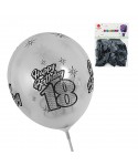 Пакет балони с щампа - Happy Birthday 18" в цвят сребърен металик 10бр