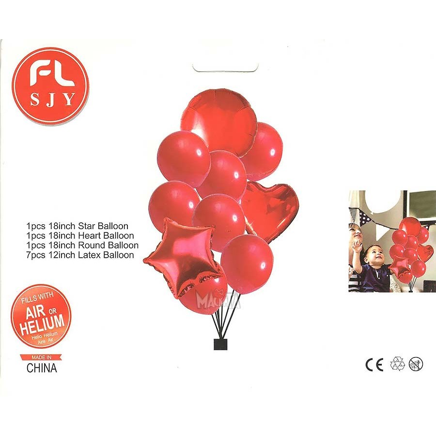 Парти сет от балони - FL в червен цвят 10бр
