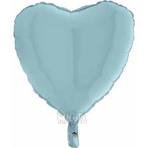 Фолиев балон сърце цвят бебешко синьо