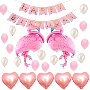 Парти сет от балони с розово фламинго за рожден ден - 24бр
