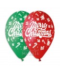 Балони с щампа - Merry Christmas 5бр