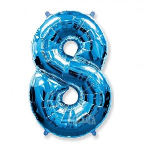 Фолиев балон цифра 8 в син цвят