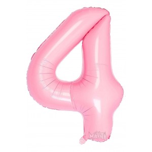 Фолиев балон цифра 4 в цвят бебешко розово