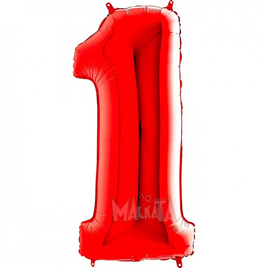 Фолиев балон цифра 1 в червен цвят