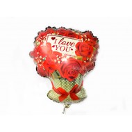 Фолиев балон кошница с рози за Свети Валентин