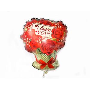Фолиев балон кошница с рози за Свети Валентин