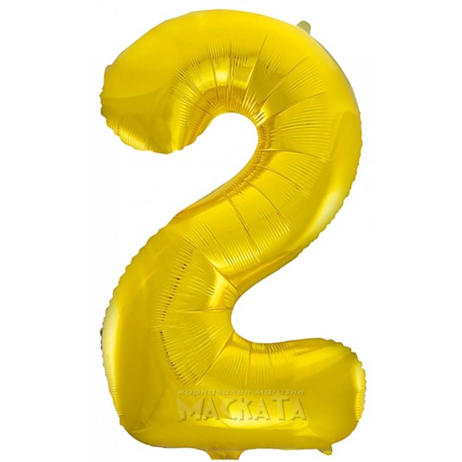 Фолиев балон цифра 2 в златен цвят
