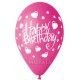 Балони с щампа - Happy birthday сърца 5бр