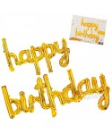 Фолиев балон - Надпис Happy Birthday в цвят злато