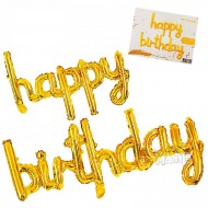 Фолиев балон - Надпис Happy Birthday в цвят злато