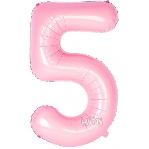 Фолиев балон цифра 5 в цвят бебешко розово