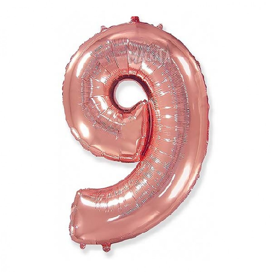 Фолиев балон цифра 9 в цвят розово злато