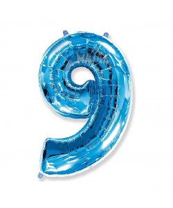 Фолиев балон цифра 9 в син цвят