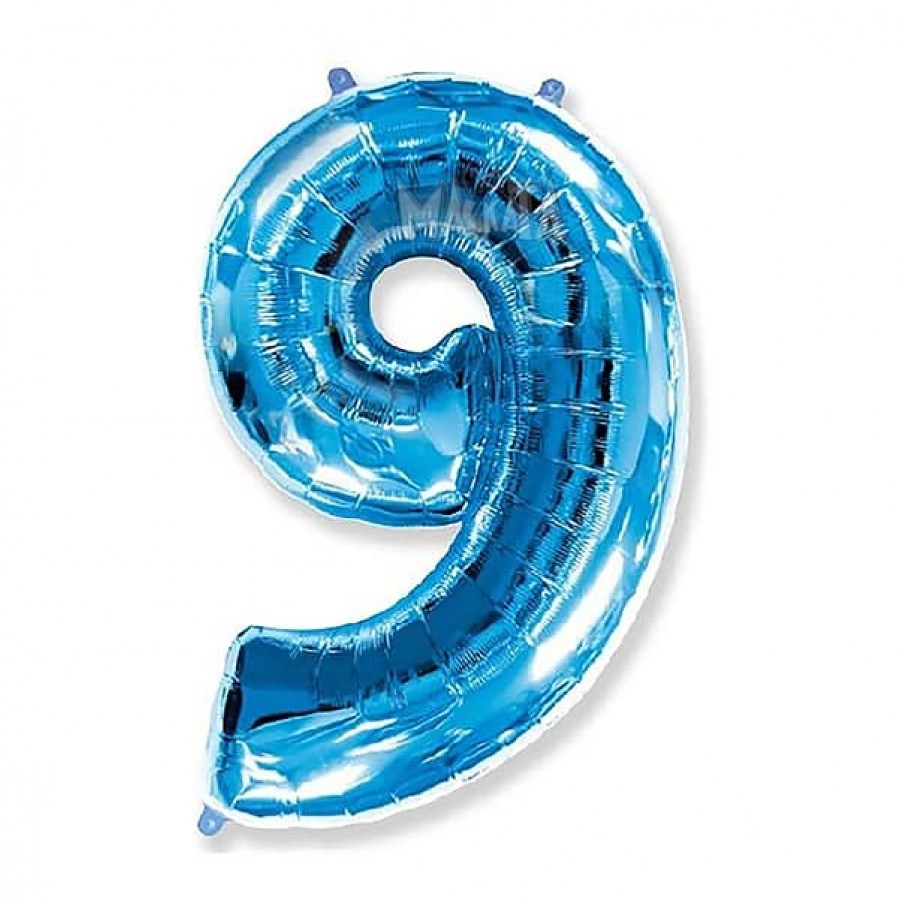 Фолиев балон цифра 9 в син цвят