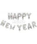 Фолиеви балони - Букви Happy new year в сребърен цвят