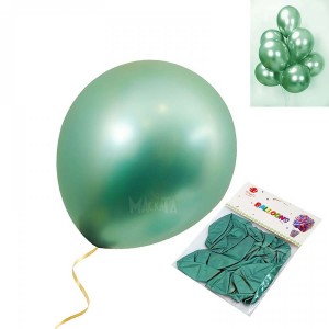 Пакет балони хром металик в зелен цвят 10бр